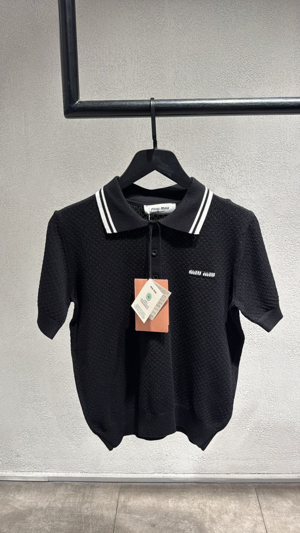 Premium Women's Slim Fit Knit Polo T Shirt - Black/White