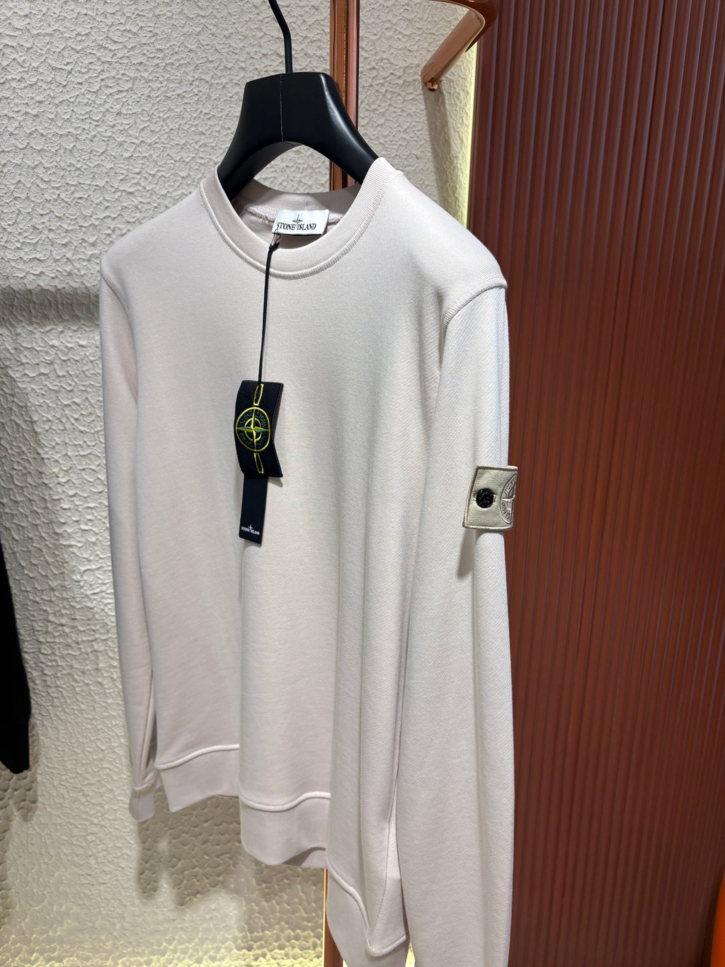 SI Beige Crewneck Sweatshirt with Sleeve Badge/Double Badge
