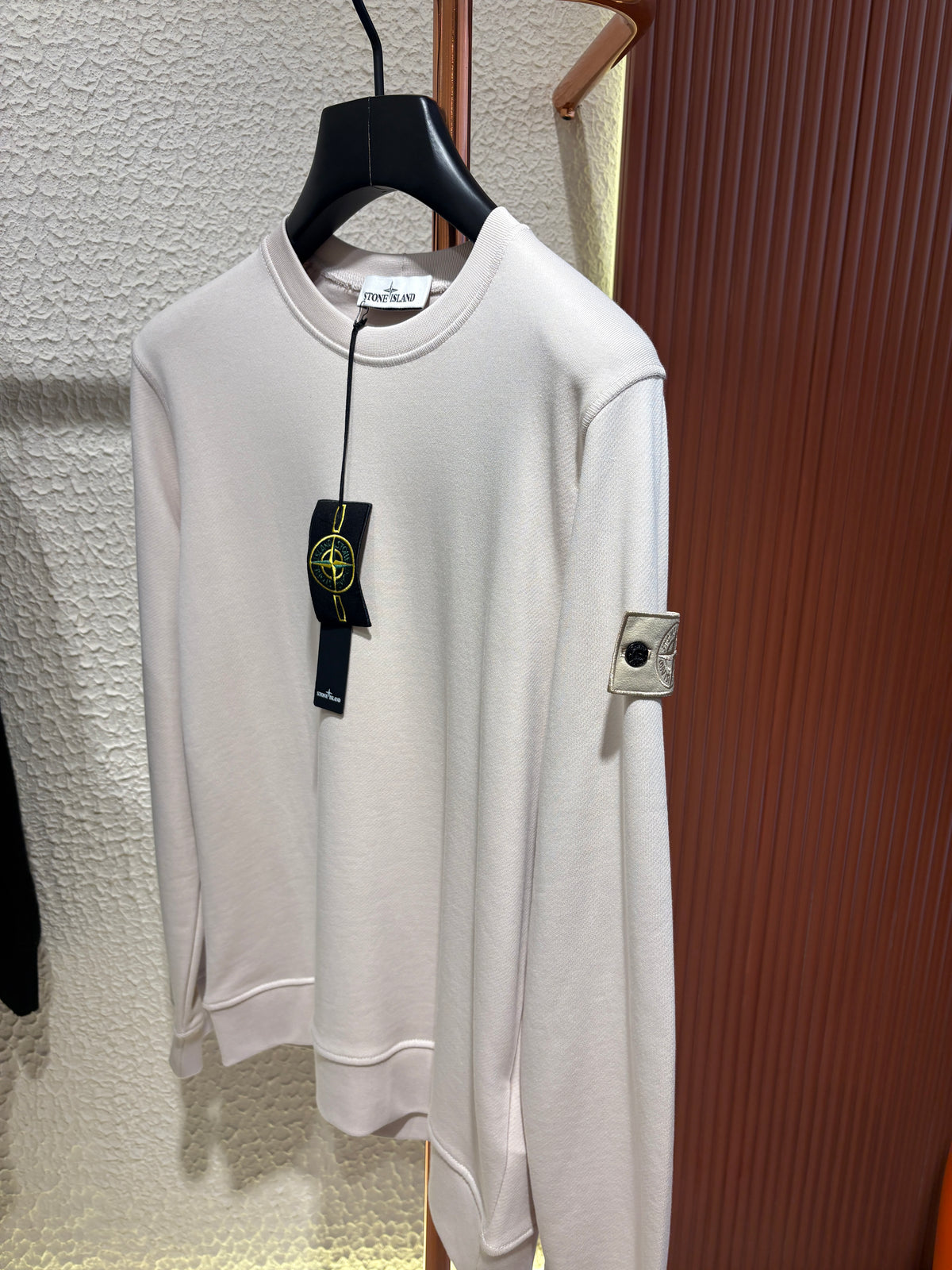 SI Beige Crewneck Sweatshirt with Sleeve Badge/Double Badge
