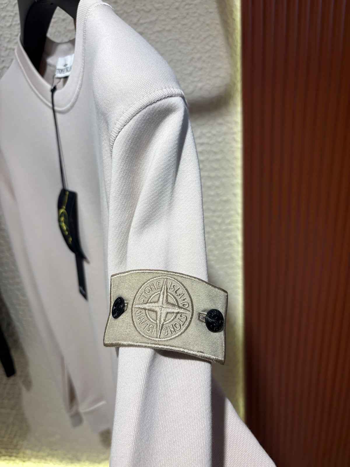 SI Beige Crewneck Sweatshirt with Sleeve Badge/Double Badge