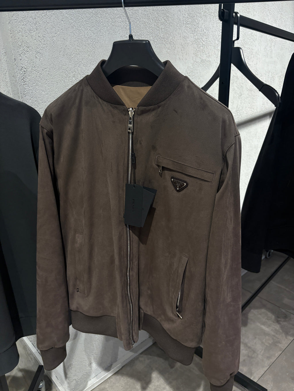 P Taupe Reversible Zip Jacket Suede/Reflective