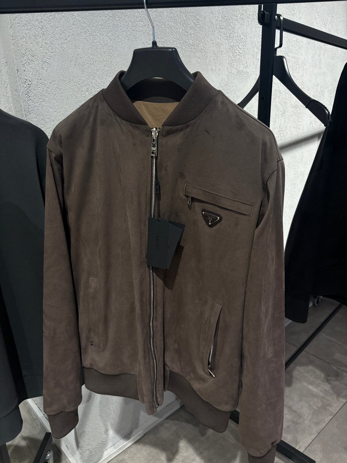 P Taupe Reversible Zip Jacket Suede/Reflective