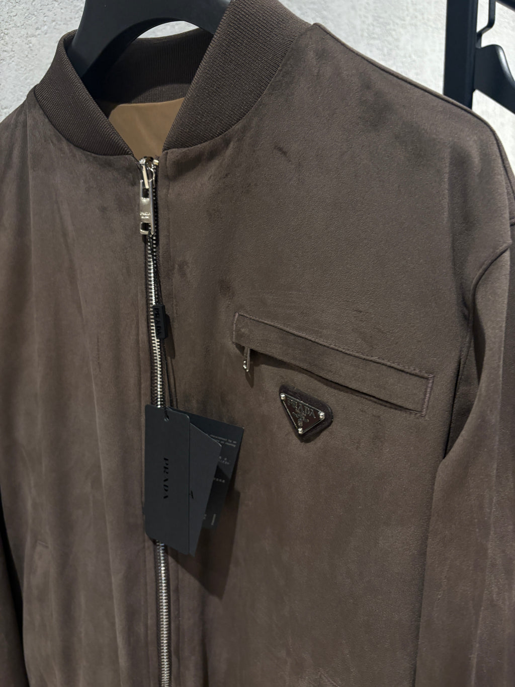 P Taupe Reversible Zip Jacket Suede/Reflective