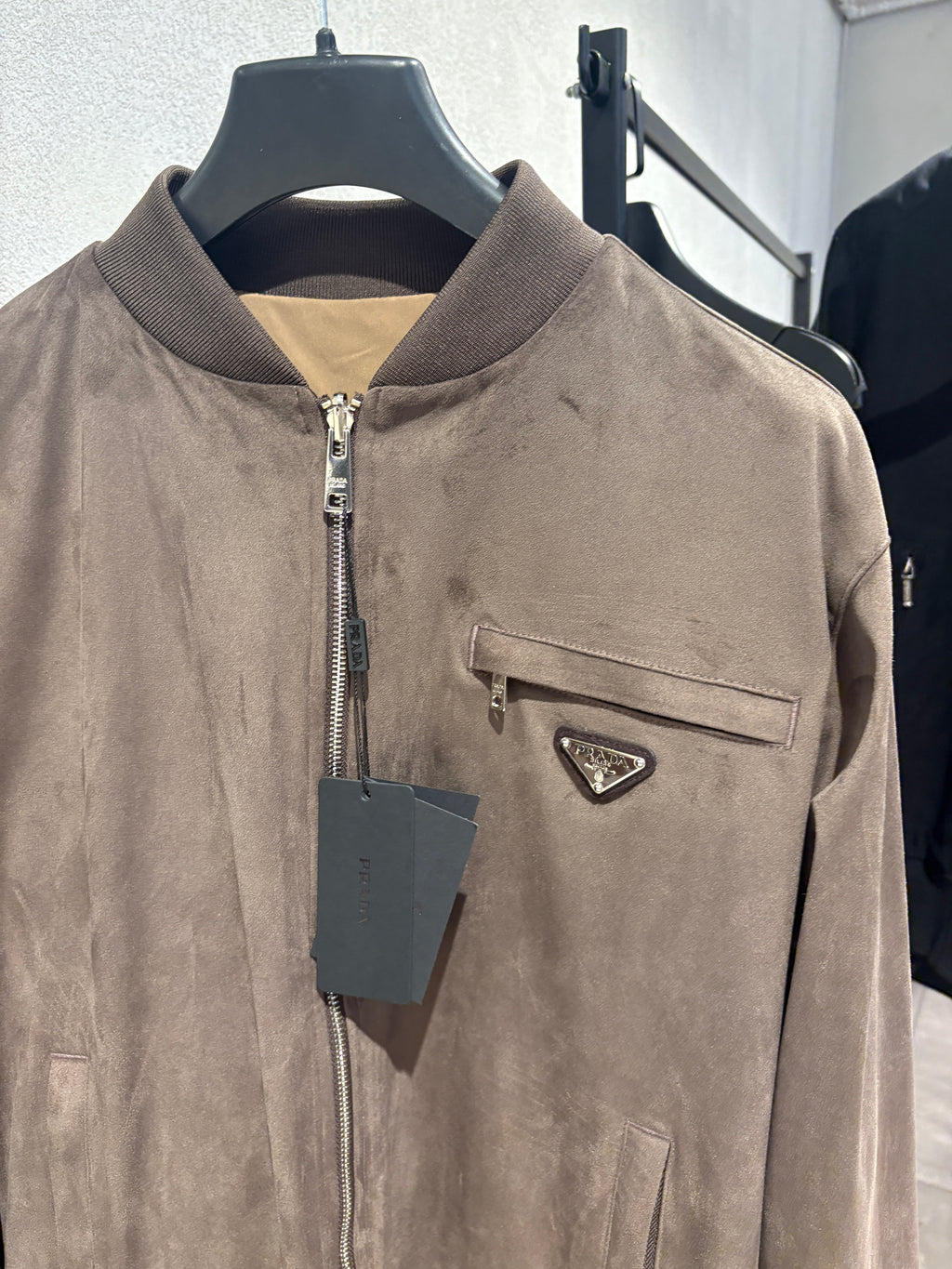 P Taupe Reversible Zip Jacket Suede/Reflective