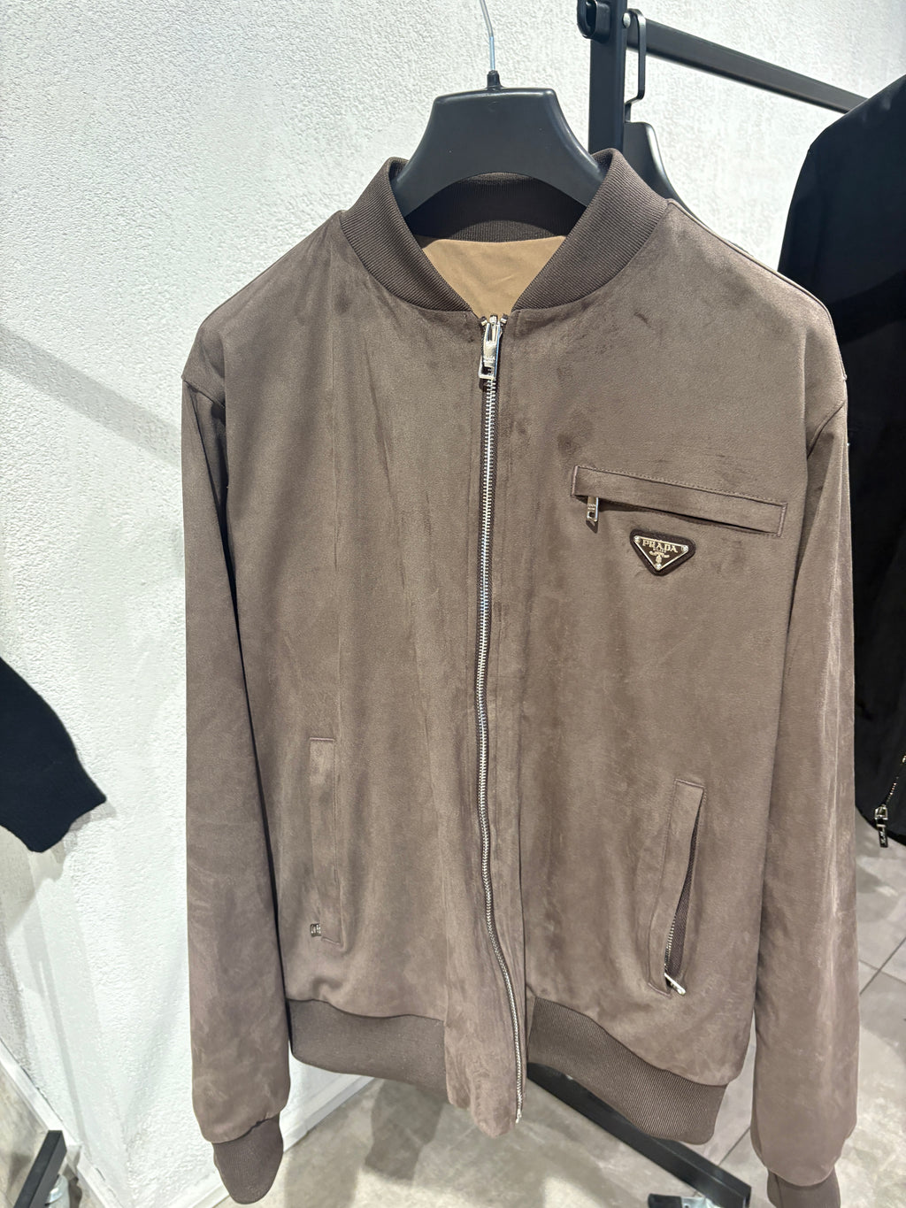 P Taupe Reversible Zip Jacket Suede/Reflective