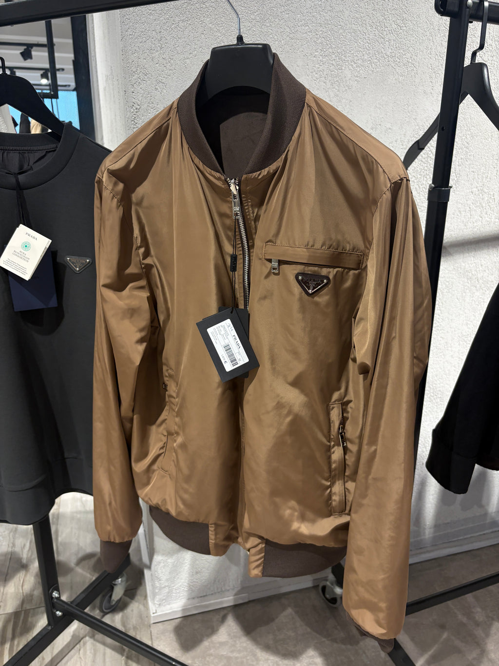 P Taupe Reversible Zip Jacket Suede/Reflective