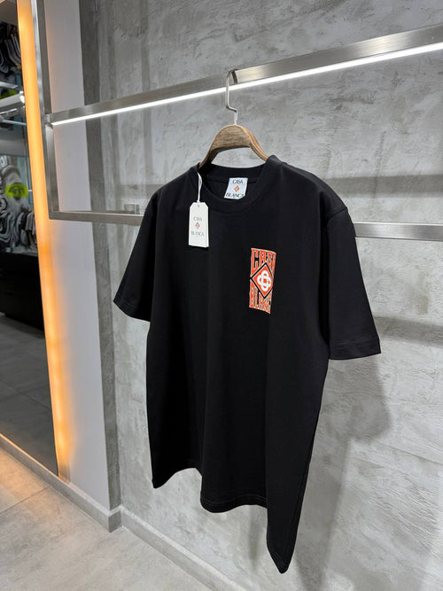 Premium Oversize Fit Tee - Black/Light Blue